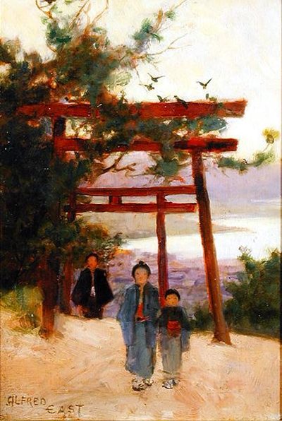 Shin-to heiligdom in het bos, c.1889 door Alfred East