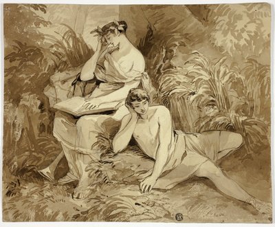 Muze en dichter door Alfred Edward Chalon