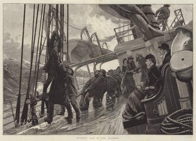 Zeil hijsen in de Atlantische Oceaan door Alfred Edward Emslie