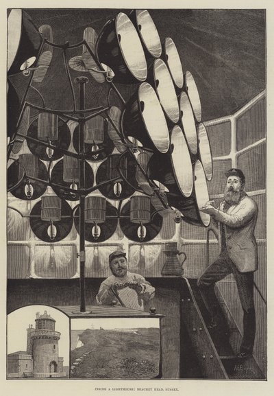 Binnen in een vuurtoren, Beachey Head, Sussex door Alfred Edward Emslie