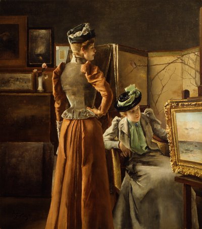 Bezoek aan het Atelier door Alfred Emile Stevens