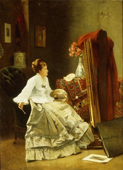 Kunstenaar aan het werk door Alfred Emile Stevens