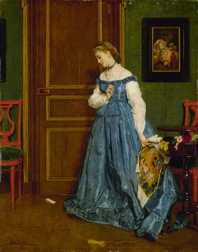 Aarzeling, mogelijk Madame Monteaux, ca.1867 door Alfred Emile Stevens