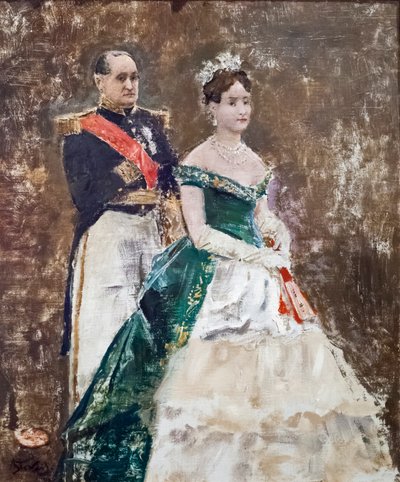 Jerome Bonaparte en zijn dochter Mathilde door Alfred Emile Stevens