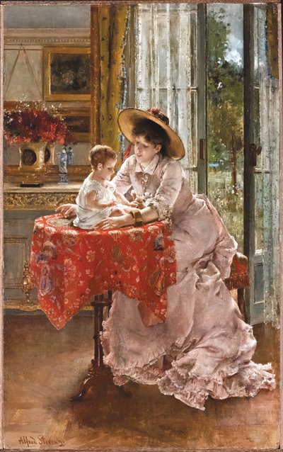 De tevreden moeder, 1872 door Alfred Emile Stevens