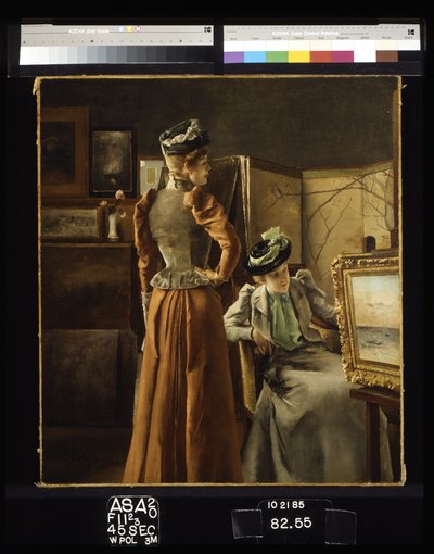 Bezoek aan het atelier door Alfred Emile Stevens