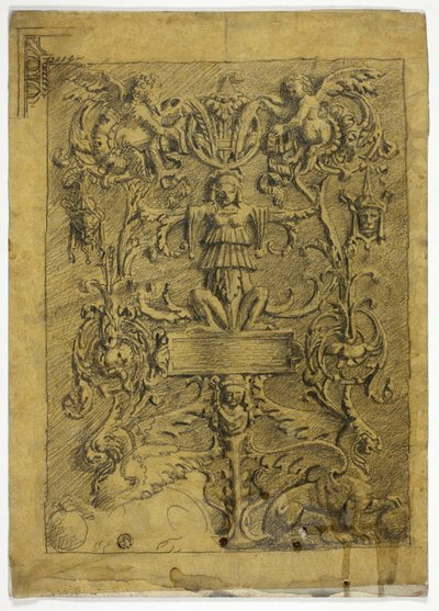 Decoratief ontwerp met putti en griffioenen door Alfred George Stevens