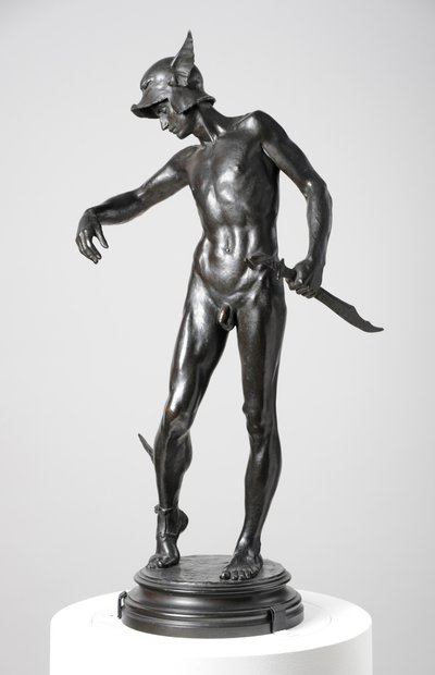 Perseus bewapent zich door Alfred Gilbert