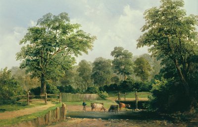 Landschap met koeien, 19e eeuw door Alfred Gomersal Vickers