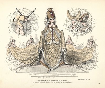 Kostuum van Isabeau van Beieren, Koningin van Frankrijk, hoofdtooien door Alfred Grevin
