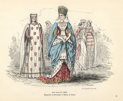 Kostuums van Margaretha van Provence en Rikaus van Claroy door Alfred Grevin