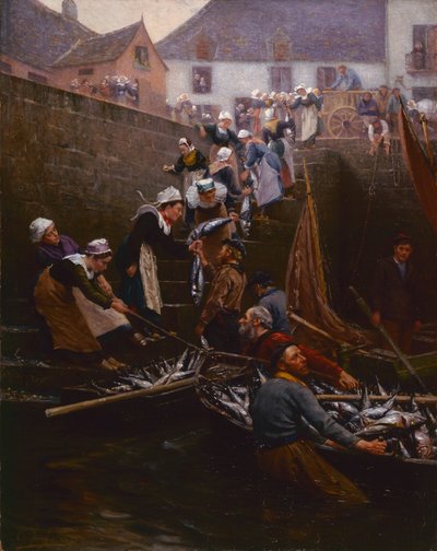 Lossen van tonijn in Concarneau door Alfred Guillou