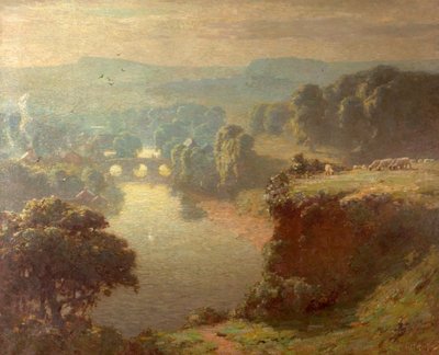 Ochtend, Teme Dale, 1908 door Alfred Hartley