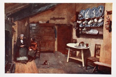 Een oude herbergkeuken, Coniston, uit een portfolio van prenten van de originele aquarellen, ca. 1920 door Alfred Heaton Cooper
