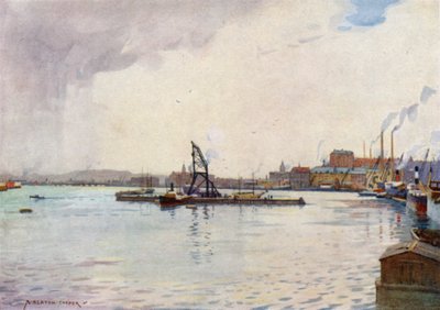 Gotenburg, de haven door Alfred Heaton Cooper