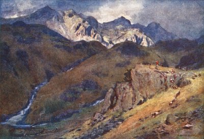 Lake District: Een vossenjacht, Hoofd van Eskdale en Scawfell door Alfred Heaton Cooper