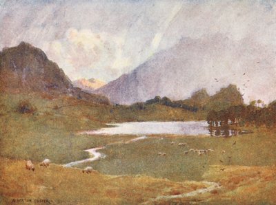 Lake District: Een Plotse Regenbui, Blea Tarn door Alfred Heaton Cooper