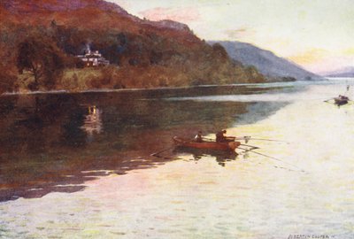 Lake District: Brantwood, Coniston Lake, Char-vissen door Alfred Heaton Cooper