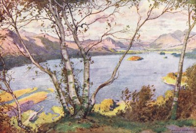 Lake District: Derwentwater en Bassenthwaite Lake, vanaf High Lodore door Alfred Heaton Cooper