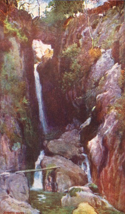 Lake District: Dungeon Ghyll Force, Langdale door Alfred Heaton Cooper