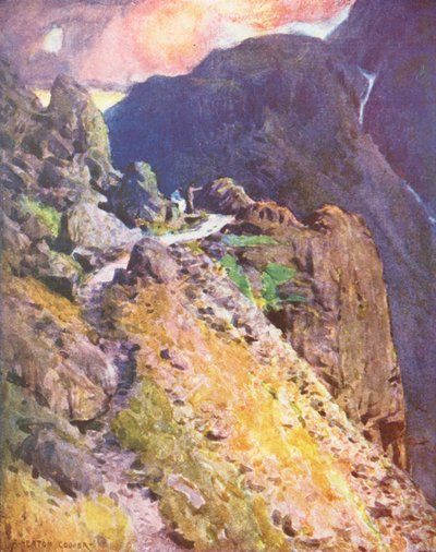 Lake District: Bijna bovenaan Styhead Pass, Wastdale door Alfred Heaton Cooper