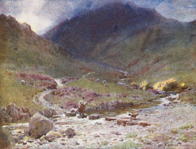 Lake District: Stapstenen, Far Easedale, Grasmere door Alfred Heaton Cooper