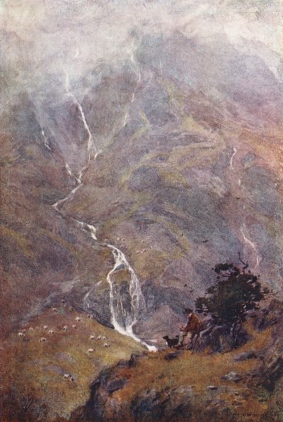 Lake District: De herder, Yewdale, Coniston door Alfred Heaton Cooper