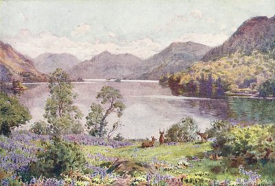 Lake District: Ullswater, vanuit Gowbarrow Park, een zwoele junimorgen door Alfred Heaton Cooper