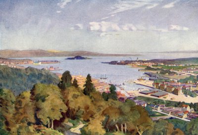 Sundsvall, een grote Baltische houtpoort door Alfred Heaton Cooper