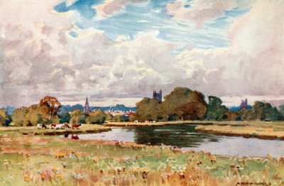 Kerken van Taunton vanaf de rivier door Alfred Heaton Cooper