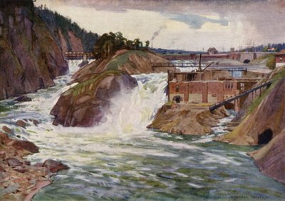 De Trollhattan-watervallen door Alfred Heaton Cooper