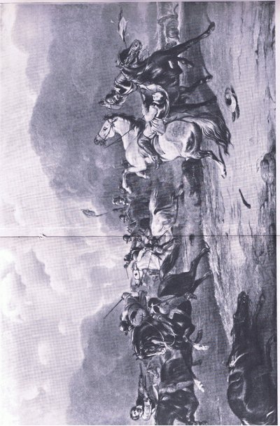 De terugtocht bij Naseby: 14 juni 1645, illustratie uit Britse gevechten op land en zee, 1915 door Alfred Heaton Cooper