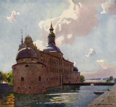 Kasteel Vadstena, meer Vattern door Alfred Heaton Cooper