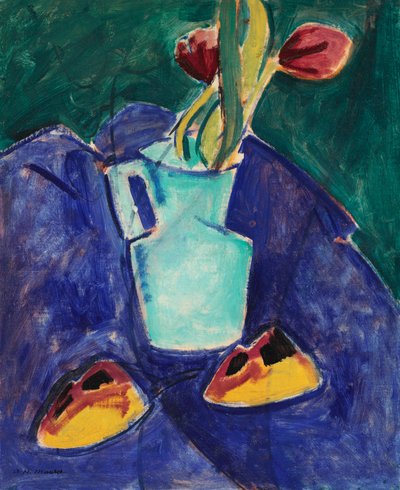 Tulpen in een Groene Vaas door Alfred Henry Maurer