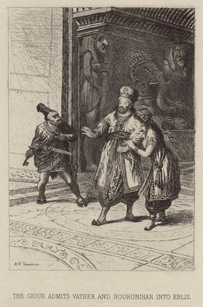 De Giour laat Vathek en Nouronihar toe in Eblis door Alfred Holst Tourrier