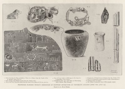 Tentoonstelling van Egyptische oudheden van Professor Flinders Petrie aan University College (open tot 27 juli) door Alfred Hugh Fisher