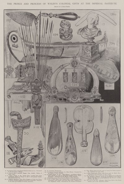De Koloniale Geschenken van de Prins en Prinses van Wales in het Imperial Institute door Alfred Hugh Fisher