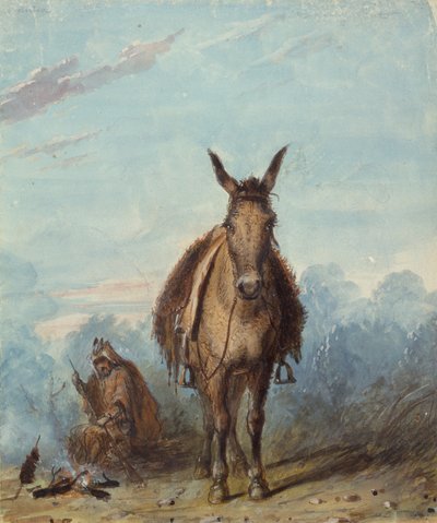 Een Trapper in Zijn Eenzaam Kamp, ca. 1837 door Alfred Jacob Miller
