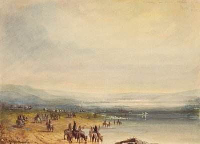 Karavaan aan de Platte River, ca. 1837 door Alfred Jacob Miller