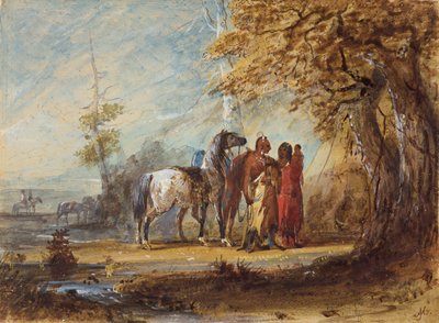 Indiase familie, c.1837 door Alfred Jacob Miller
