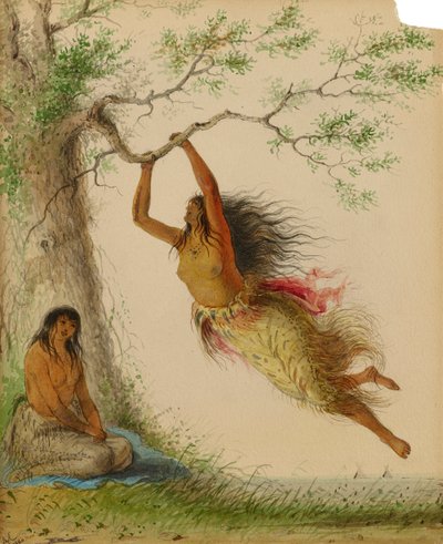 Indiase Meisjes aan het Schommelen, 1860 door Alfred Jacob Miller