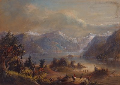 Meerlandschap, Wind River Mountains, ca. 1837 door Alfred Jacob Miller