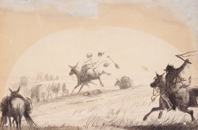 Muil ezel die zijn lading afwerpt, c.1837 door Alfred Jacob Miller