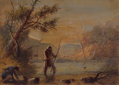 Vallen zetten voor bevers, ca. 1837 door Alfred Jacob Miller