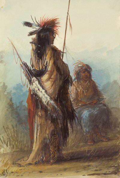 Shoshones, Green River, ca. 1837 door Alfred Jacob Miller
