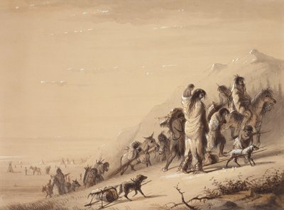 Slangenindianen Migreren, ca. 1837 door Alfred Jacob Miller