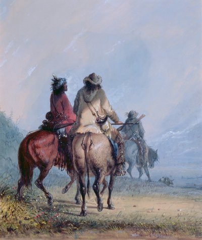 Trappers vertrekken voor de beverjacht, 1837 door Alfred Jacob Miller