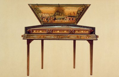 Geslagen dulcimer in een beschilderde klankkast, 18e eeuw, uit 