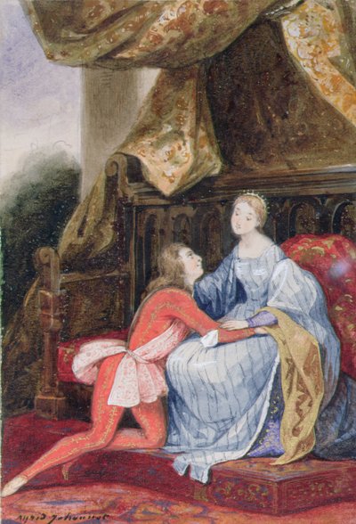 Hoflijke liefde, ca.1830 door Alfred Johannot