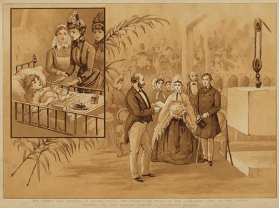 Prins en prinses van Wales leggen de eerste steen van het Londense ziekenhuis door Alfred Johnson